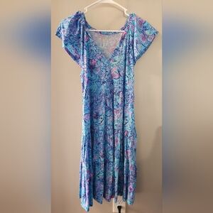 Lilly Pulitzer NWT Kawai Flutter Sleeve Dress In Shells N Bells Size Medium